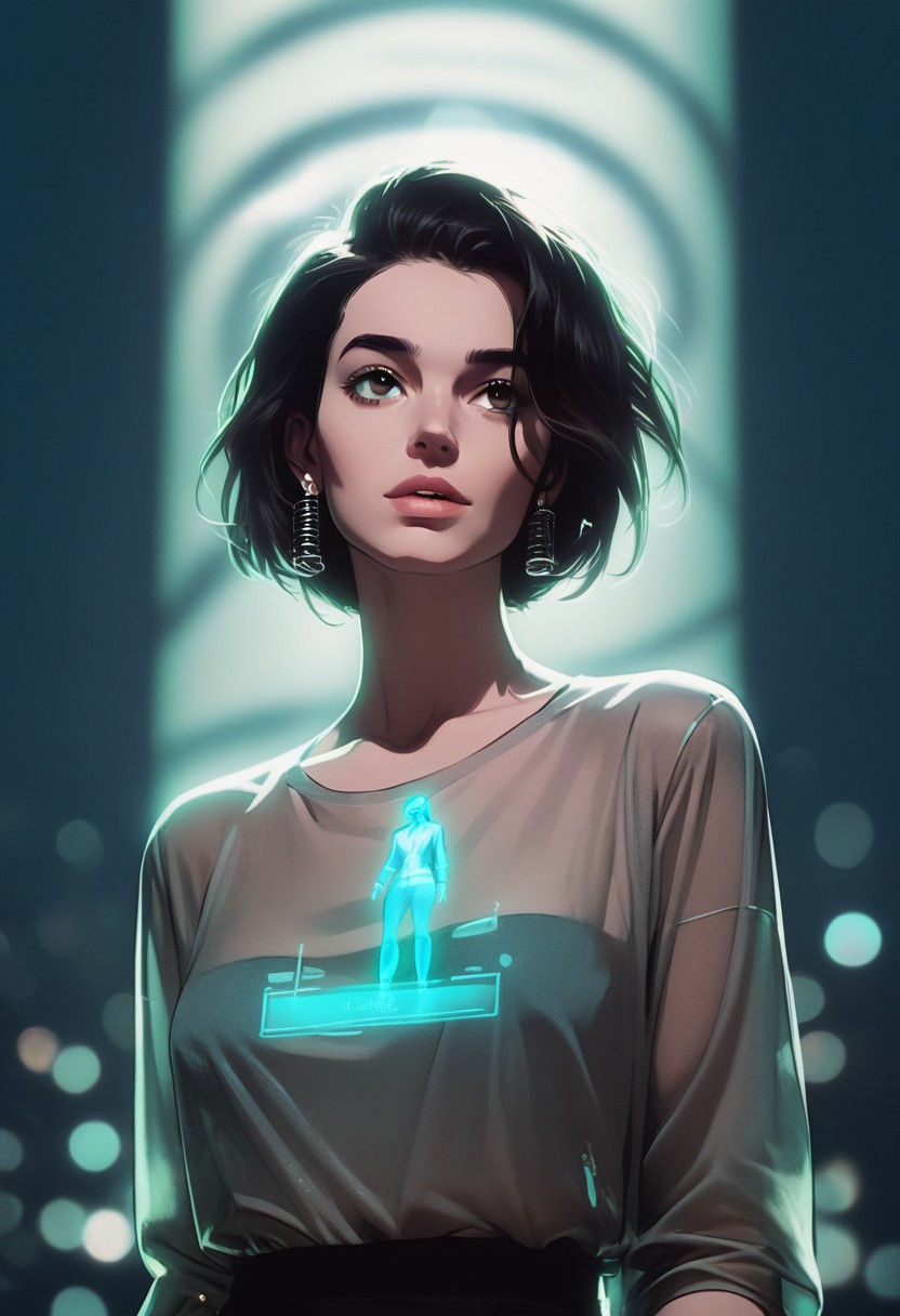 score_9, score_8_up, score_7_up, <lora:Ar3na1989:.55>, ar3na1989, 1girl, dark hair, (hologram), pop singer, (bokeh), sci-fi, dark atmosphere, moody, aesthetic,