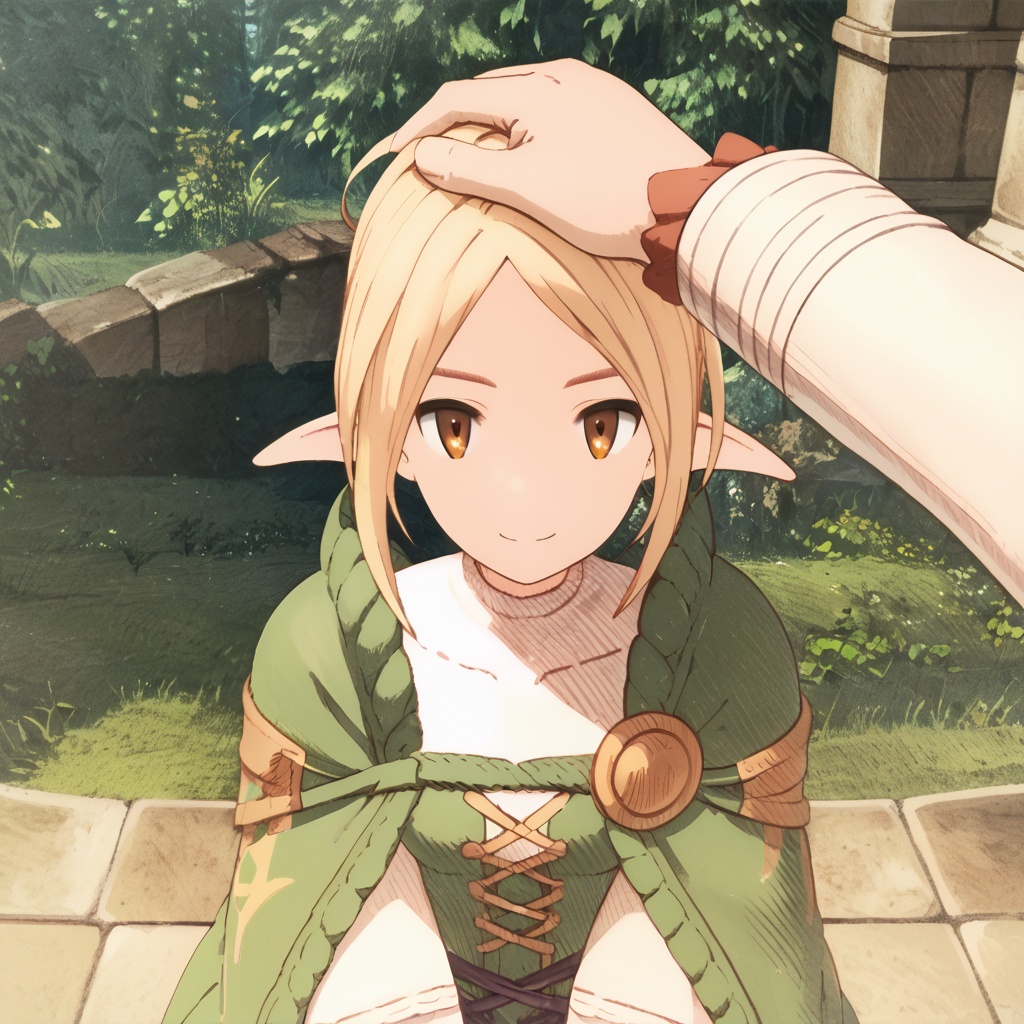 score_9,score_8_up,score_7_up,score_6_up,source_anime,<lora:MeMaXL_V2:0.8>, elf 1girl, looking at viewer, (smile:1.3), pov, headpat
<lora:FFTFMVv3-000012:1> <lora:Headpat_XLPD:1>