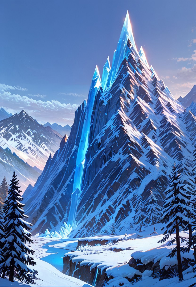 score_9, score_8_up, score_7_up, masterpiece, landscape, mountains, ice, ice world, snow, forest, epiCPhoto