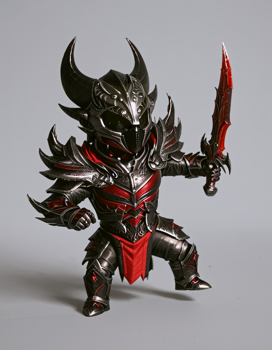 score_9, score_8_up, score_7_up,
 source_anime,  
1boy, wearing black and red da3dric armor, hornet helmet,
(((chibi))),
holding sword, heroic pose,
w3ers heroic fantasy,
 <lora:daedric:0.9> 
<lora:w3ers:1>