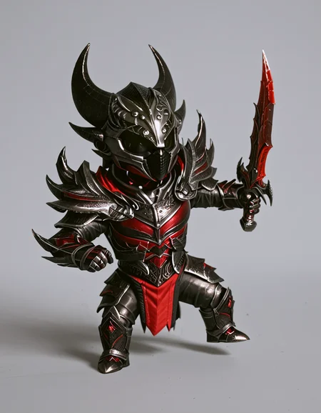 score_9, score_8_up, score_7_up,
 source_anime,  
1boy, wearing black and red da3dric armor, hornet helmet,
(((chibi))),
holding sword, heroic pose,
w3ers heroic fantasy,
 <lora:daedric:0.9> 
<lora:w3ers:1>