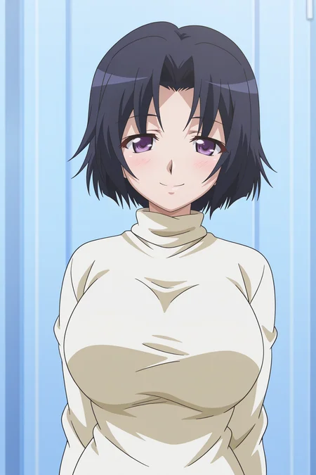 masterpiece, best quality, absurdres, highres, source anime, very aesthetic, very awa, BREAK, anime coloring, anime screencap,
<lora:swing_out_sisters_v1-illustrious_r1:1>, 1girl, chiyo \(swing out sisters\), purple eyes, black hair, short hair, large breasts,
BREAK, looking at viewer, smile,
BREAK, turtleneck, sweater, long sleeves,