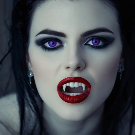 cinematic film still of  <lora:fangs teeth 4:0.8>
 <lora:perfection style:0.5> perfection style
 <lora:cinematic color motion picture film style:0.5>
vampire fangs teeth a pale skin gothic woman with a vampire makeup and small fangs teeth, scary, thriller, horror style, gothic movie themed, sharp, detailed, epic cinematic photography, artistic, creative, dramatic light, cinematic color style, Kodak film style, vampire fangs teeth style, vampire teeth style, vampire fangs style, 1girl, solo, looking at viewer, blue eyes, black hair, jewelry, purple eyes, earrings, teeth, lips, makeup, fangs, lipstick, portrait, close-up, realistic, red lips, open mouth, photorealistic, detailed vampire look
, shallow depth of field, vignette, highly detailed, high budget, bokeh, cinemascope, moody, epic, gorgeous, film grain, grainy