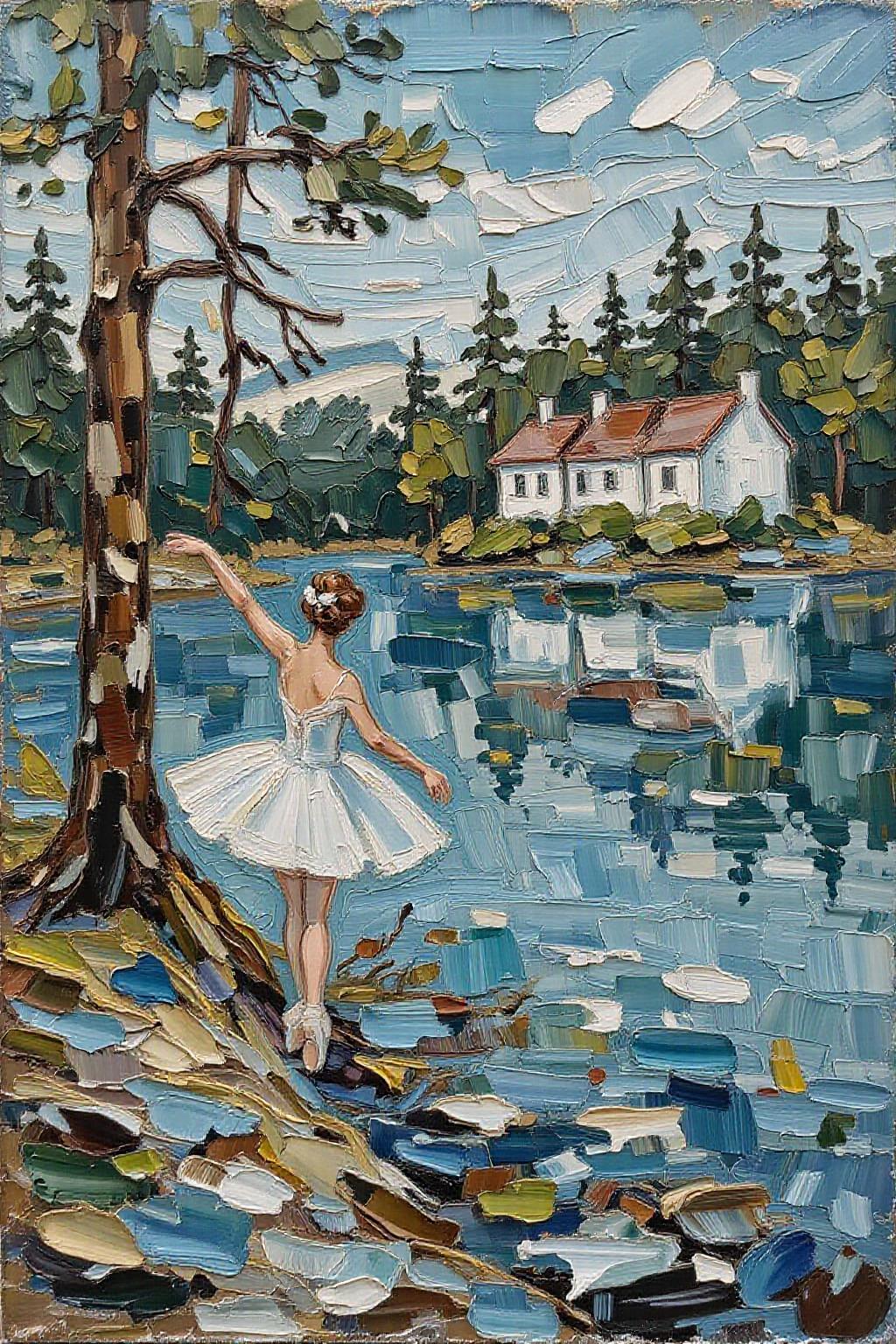 impasto oil painting. 
a ballet dancing scene from Swam Lake by Tchaikovsky <lora:impasto_nocap_d6a3:1.0> <lora:Flux-Sch-SingleBlocks-BF16:1.0><lora:802460308204518675:0>