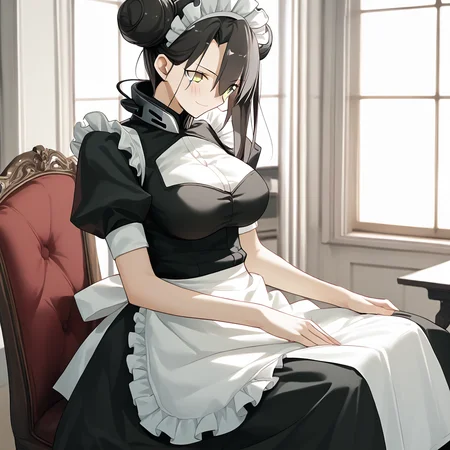 <lora:Takeuchi_Takashi_PonyXL_style_v01:1>
<lora:agent.pony:1>
score_9 , score_8_up , score_7_up , source_anime , 
masterpiece , best quality , ultra-detailed , 
BREAK
agent \(girls' frontline\), maid
1girl , woman , huge breasts , light smile , light blush , ((medusa (fate)):0.5)  , 
long black hair  , maid dress ,  
sitting on the chair
