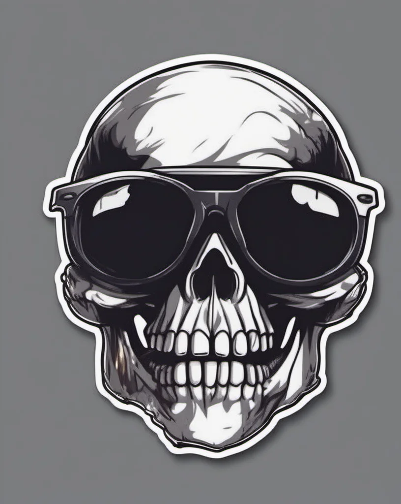 skull head wearing sunglasses, sticker <lora:last:1>