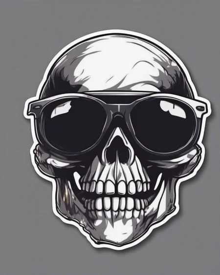 skull head wearing sunglasses, sticker <lora:last:1>