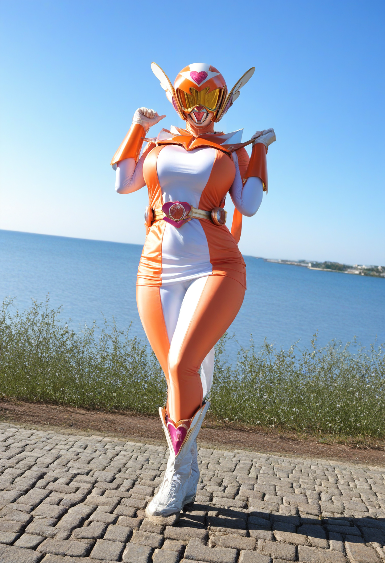 1girl,  solo. outdoors,  full body,  looking at viewer, <lora:iba_girl_pony:1>iba_girl, curvy,