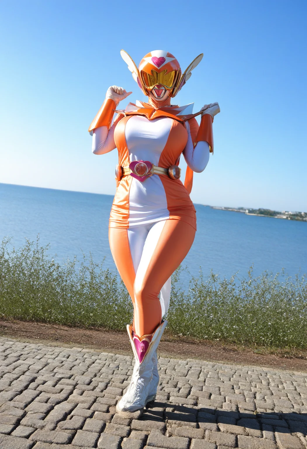1girl, solo. outdoors, full body, looking at viewer, <lora:iba_girl_pony:1>iba_girl, curvy,