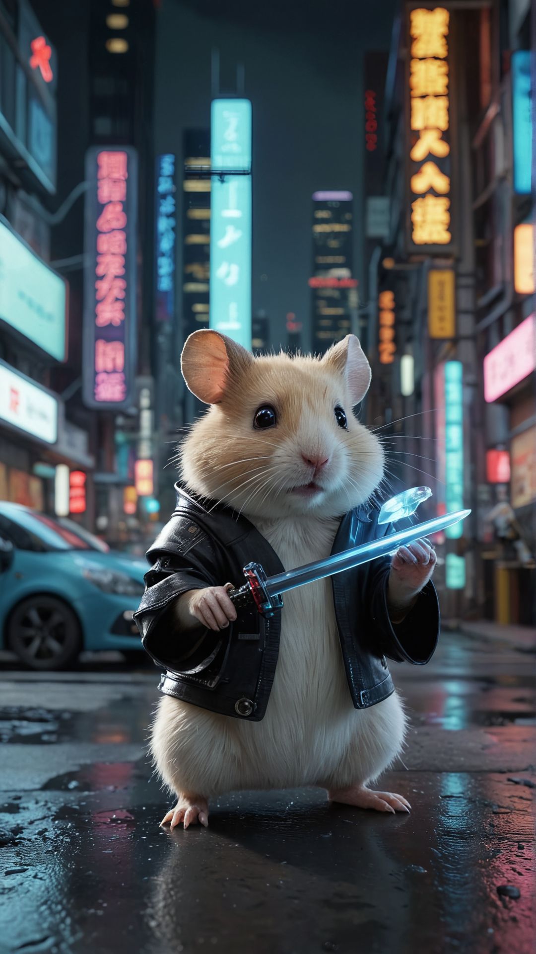 A futuristic samurai with cybernetic enhancements, wielding a glowing katana, in a neon-lit cityscape with flying cars and holographic advertisements A mad scientist hamster in a tiny lab coat, conducting bizarre experiments with miniature beakers and test tubes in a secret lab hidden inside a hamster wheel
Ultra realistic, professional photo, uhd, 8k
<lora:add-detail-xl:1>
<lora:CinematicStyle_v1:0.7>
OverallDetailXL