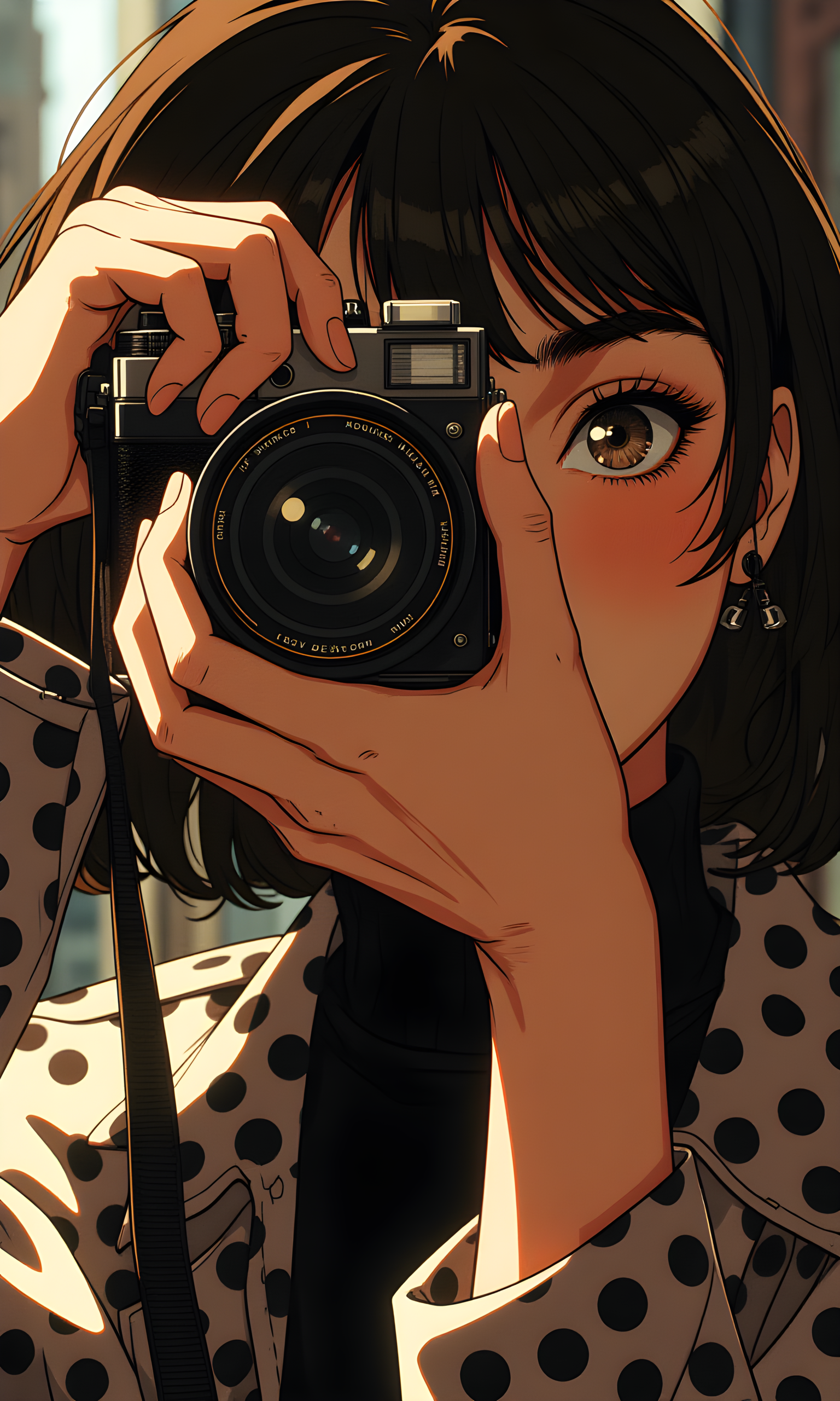 A close-up of a woman holding a camera, with her face partially obscured by the lens. The lighting is soft and natural, highlighting the details of her features and the texture of her hair. She has a thoughtful expression, suggesting she is focused on capturing the perfect shot.
The woman is wearing a patterned jacket, which adds a touch of style to the scene. The background is blurred, drawing attention to the woman and the camera. The overall mood of the image is one of concentration and creativity, capturing a moment of artistic expression. The combination of the woman's pose, the camera, and the soft lighting creates a visually appealing and memorable photograph.
BREAK anime, d13s3lp2nk, bboil artist style, OBdonman, <lora:FLUX\Synesthesia:0.2>, <lora:FLUX\RetroAnimeS1.1:0.4>, <lora:FLUX\Flux-jijia:0.1>, <lora:FLUX\It's a LoRA for portraits, BUT! actually specialized in backgrounds. v1.0:0.1>, <lora:FLUX\GLSHS:0.2>, <lora:FLUX\Dieselpunk Delight - s0_9 g4:0.4>, <lora:FLUX\OBdonman, anime0style portrait:0.1>