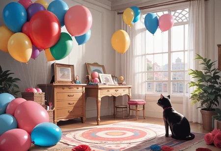(masterpiece), (score_9, score_8_up, score_7_up,source_anime), best quality, ultra-detailed,24K, illustration, (Uncorrected), CG,
Latex,
Multiple balloons, huge balloon,
cat balloon, animal balloon,