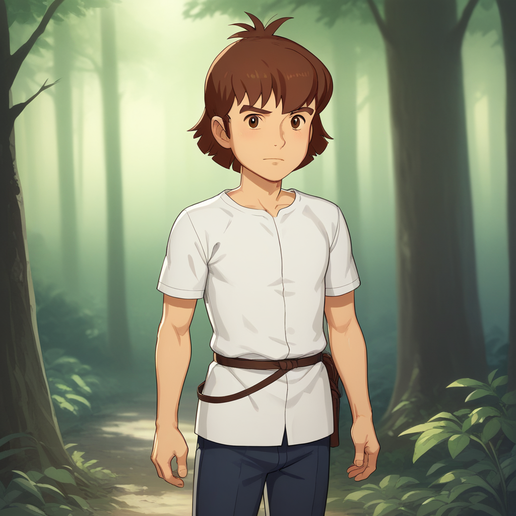 score_8_up, BREAK, Esteban, 1boy, solo, short hair, brown eyes, brown hair, white shirt, short sleeves, cowboy shot, forest, <lora:Esteban_CityOfGold_PXL_Leaf2:0.8>, looking at viewer,