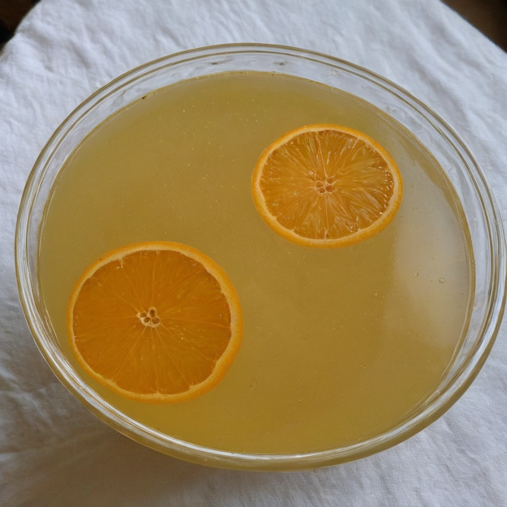 A photorealistic image of a bowl filled with clear fruit juice, set against a neutral background. The juice should appear crystal clear, capturing the essence of purity and freshness. Light should be filtering through the juice, creating a radiant glow and highlighting its clarity. The surface of the juice should have a slight shimmer, indicating its freshness. The bowl should be simple yet elegant, complementing the juice without distracting from it, <lora:fat_buble:0.65>