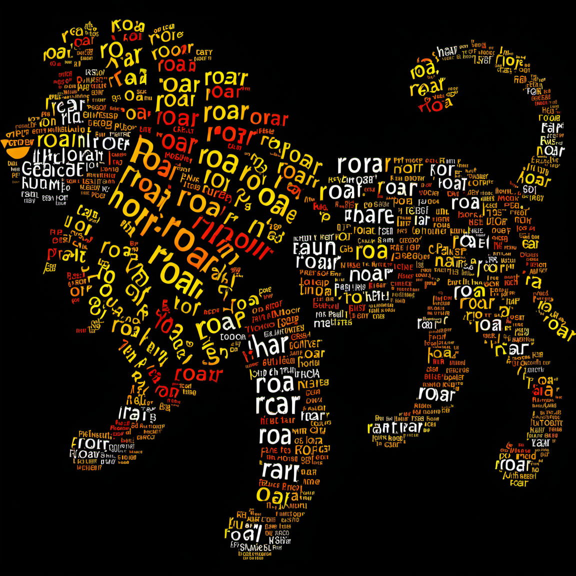 typography_art, lion, roar english text, black background <lora:Typography_art:1>