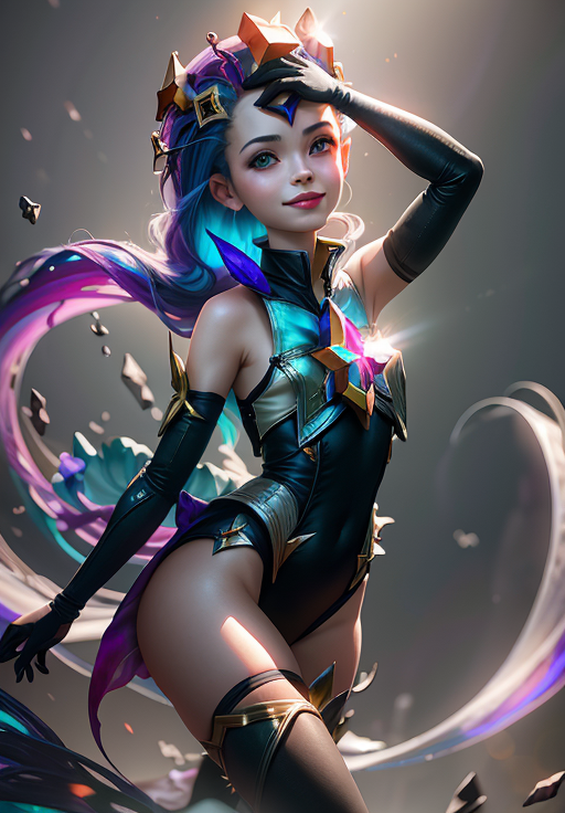 <lora:star_guardian_Zoe:0.8>, star_guardian_Zoe, solo, smile,, (magical, magnificent, masterpiece:1.3), (trending on CGSociety, trending on pixiv, contest winner:1.3)