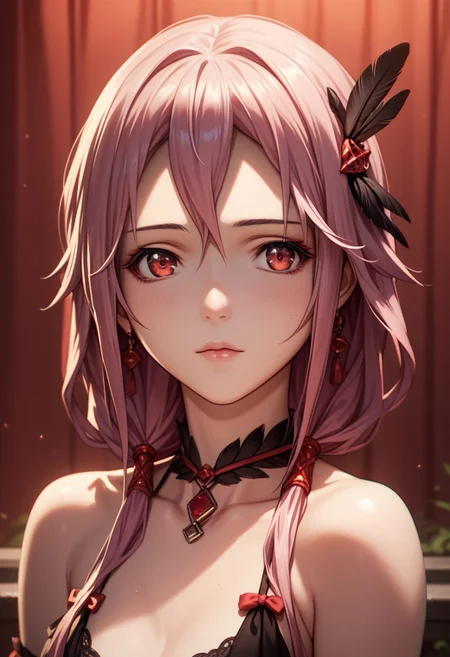 score_9_up, score_8_up, score_7_up, extreamly detailed, beautiful detailed face, complex detailed background, 1girl, BREAK, 
INORI YUZURIHA BLACK FEATHER