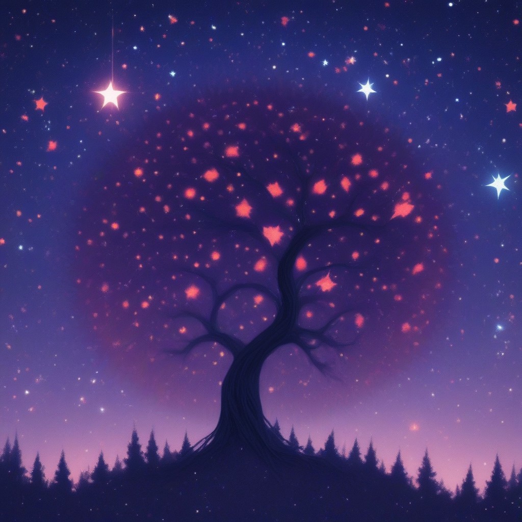 (score_9, score_8_up, score_7_up, score_6_up), abstract art, abstract art, abrstact_background, abstract, Night time, starry sky, dark lighting, Zyrnox-Exoterra Style, Horror Theme, Lovecraftian Horror, Cosmic Horror, Tree