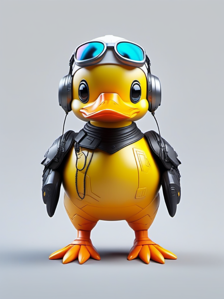 jixie,This is a mechanized duck with a cyberpunk style,<lora:ä»¿çæºæ¢°V1:0.7>,