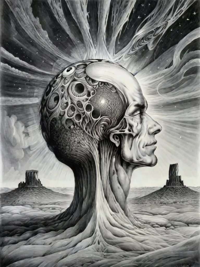 <lora:sur-mono_XL:1>, sur-mono_XL, monochrome, line sketch, surrealistic, in the style of Raoof Haghighi