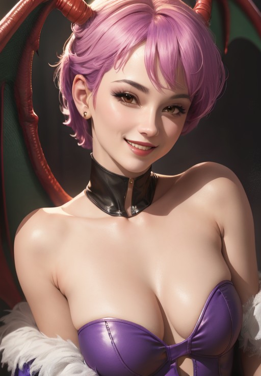 sfw, <lora:darkstalkers_lilith_nai:0.8>, darkstalkers_lilith, portrait, smile, (seductive, alluring, charming:1.3), seductive, (ultra-high res, high details, absurdres:1.3)