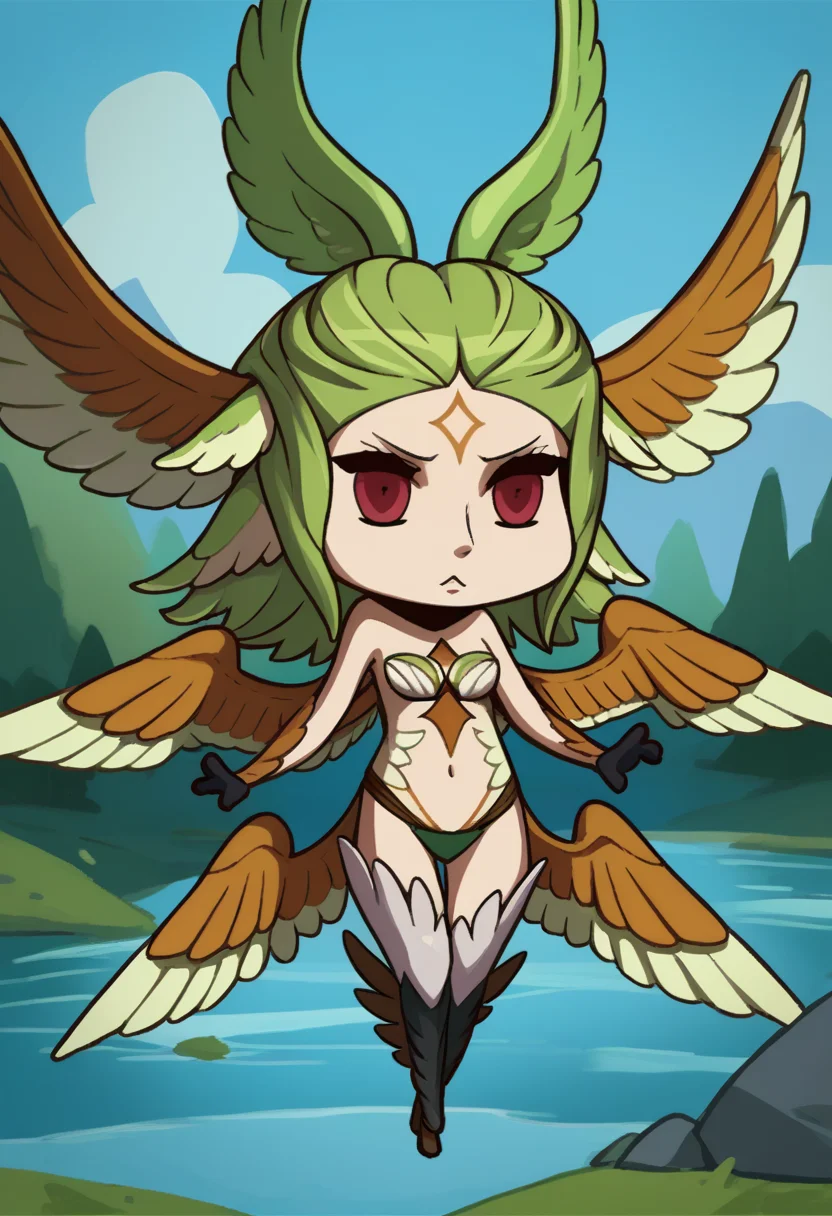 score_9, score_8_up, score_7_up, chibi, april fools, solo, 1girl, edgGaruda, feathered wings, head wings, navel, multiple wings, outdoors <lora:style_fgoaprilfools_ponyXL:1.1> <lora:edgGarudaPonyv1:0.9>