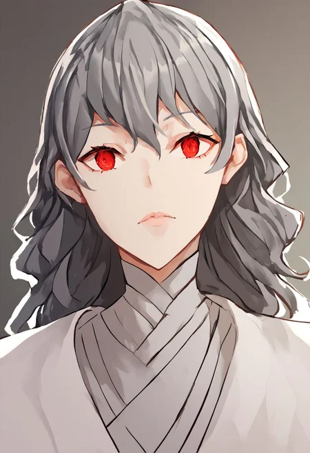 score_9, score_8_up, score_7_up, score_6_up, score_5_up, score_4_up, source_anime, 1girl, 
izanamidef, grey hair, long hair, red eyes, white robe, 
masterpiece, best quality, very aesthetic, absurdres,