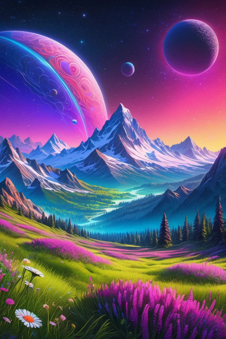 hyper detailed masterpiece, dynamic realistic digital art, awesome quality,fluorescent paint strait
,invisible telescope
,brownian motion dreamscape
environment lighting,time dilation, machine-driven,uninviting,stratosphere,festive,extraterrestrial,alpine meadows