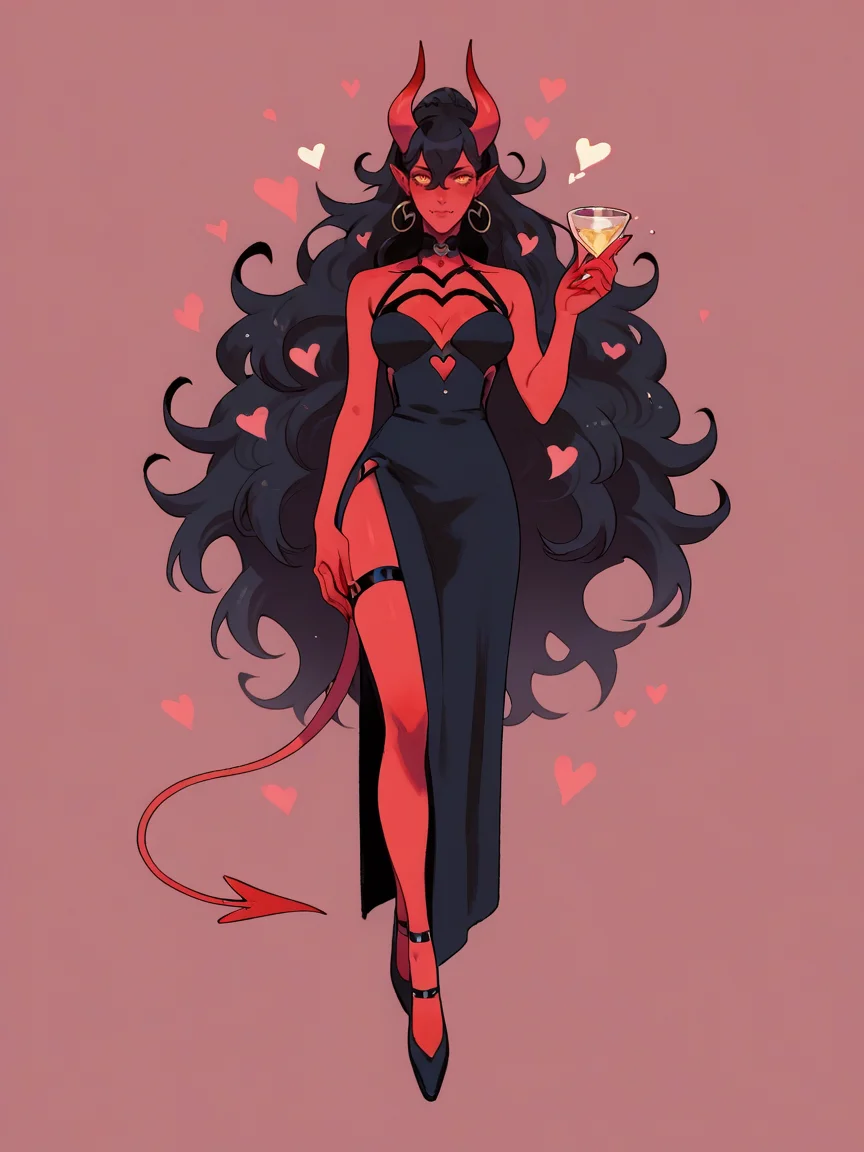 score_9, score_8_up, score_7_up, score_6_up, score_5_up, <lora:sarakipinXLP:1> sarakipin, 1girl, long hair, heart, demon horns, red skin, full body,