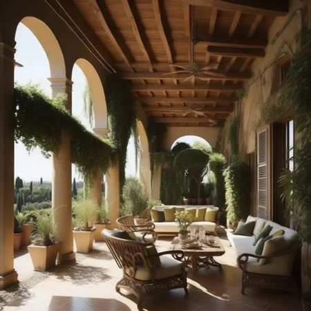 <lyco:Italian_style_interior_design_Sa_May:1.0> Italian style interior design of terrasse