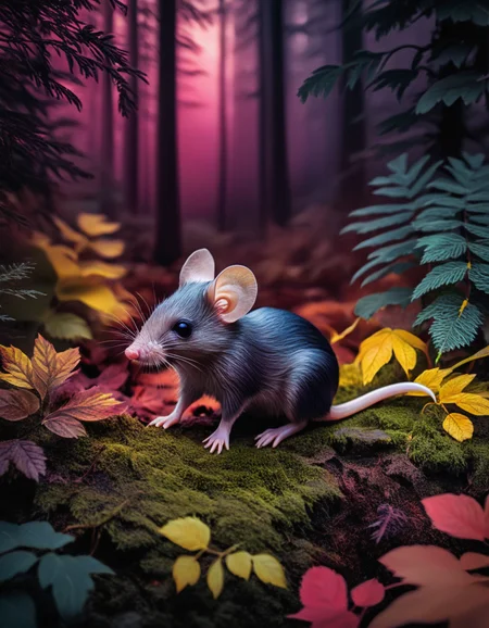 novuschroma82 style deermouse in a forest <lora:novuschroma82 style:1>