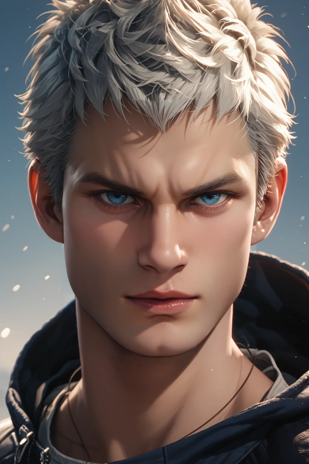 score_9, score_8_up, score_7_up, score_6_up
<lora:DMC5Nero:1.0>
DMC5Nero, 1boy, white hair, short hair, blue eyes, looking at viewer, portrait