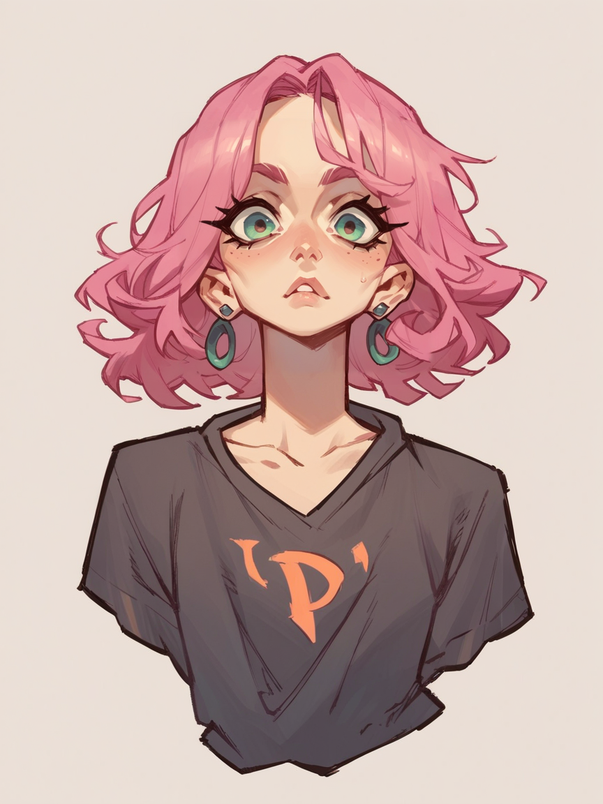 score_9, score_8_up, score_7_up, score_6_up, score_5_up,  <lora:jabro_64XLP:1> jabro_64, solo, pink hair, 1girl, curvy