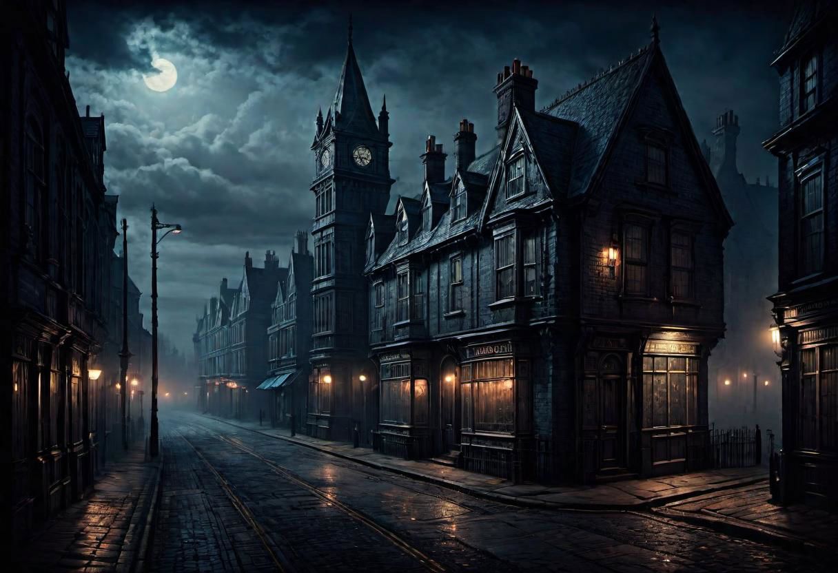 a landscape of a UK town, coast city,,
dark ambient, horror vibe, blueish fog, victorian epoch, 
Lovecraft theme,  
masterpiece, highly detailed,
EdobHorrorLandscape,
OverallDetail,