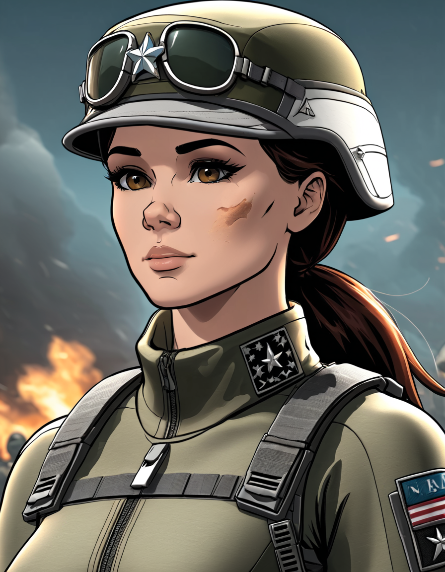 Skin Textures, High Resolution, High-Resolution Image, Cinematic, archerlora, 1girl, army