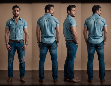 cinematic film still multiple views, a man, jeans, denim, watch, t-shirt, standing,
<lora:MultipleViewsXL:0.75>, , <lora:FILM_PHOTOGRAPHY_STYLE:0.25> . shallow depth of field, vignette, highly detailed, high budget, bokeh, cinemascope, moody, epic, gorgeous, film grain, grainy