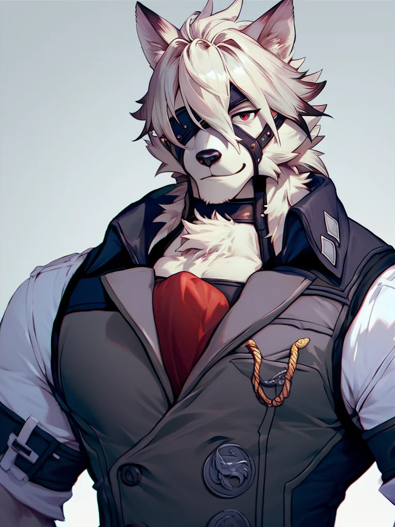 score_9, score_8_up, score_7_up, solo, detailed, <lora:von_lycaon-05:1>, von lycaon, red eyes, looking at viewer, eyepatch, smile, upper body, vest, muscular, large pectorals, (cowboy shot:1.2),