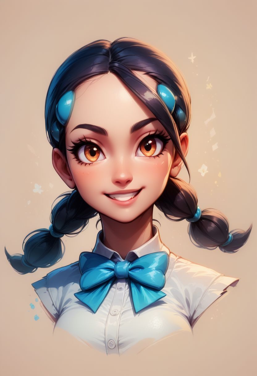 score_9, score_8_up, score_8, big breasts, (curvy), cute, eyelashes, 
Faded Headshot, faded bottom, faded edges
 head tilt, smile
BREAK, 
zzCandice,  hair ornament, twintails,  hairclip, bowtie, white shirt, 
BREAK,,  zPDXL,