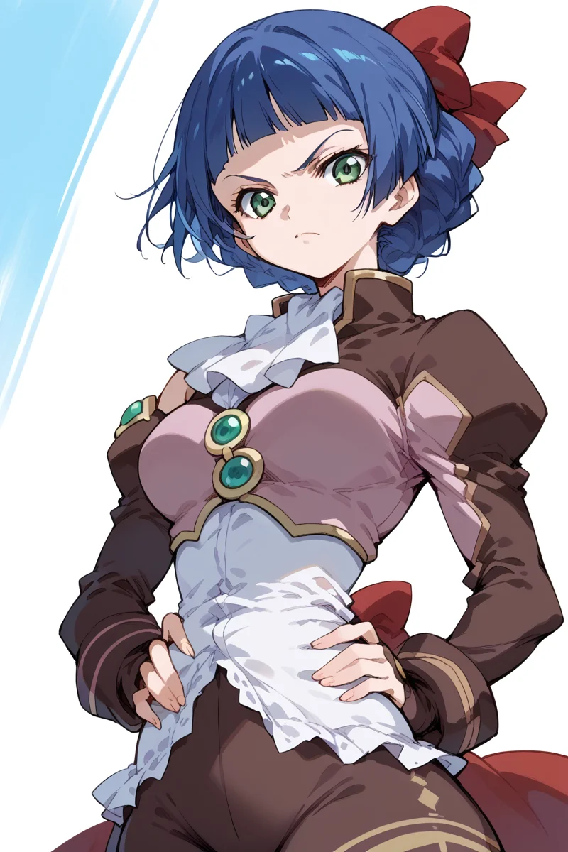 score_9, score_8_up, score_7_up, score_6_up,
<lora:Mamiina:1> mamiina, 1girl, sibylla, blue hair, serious, hand on waist,