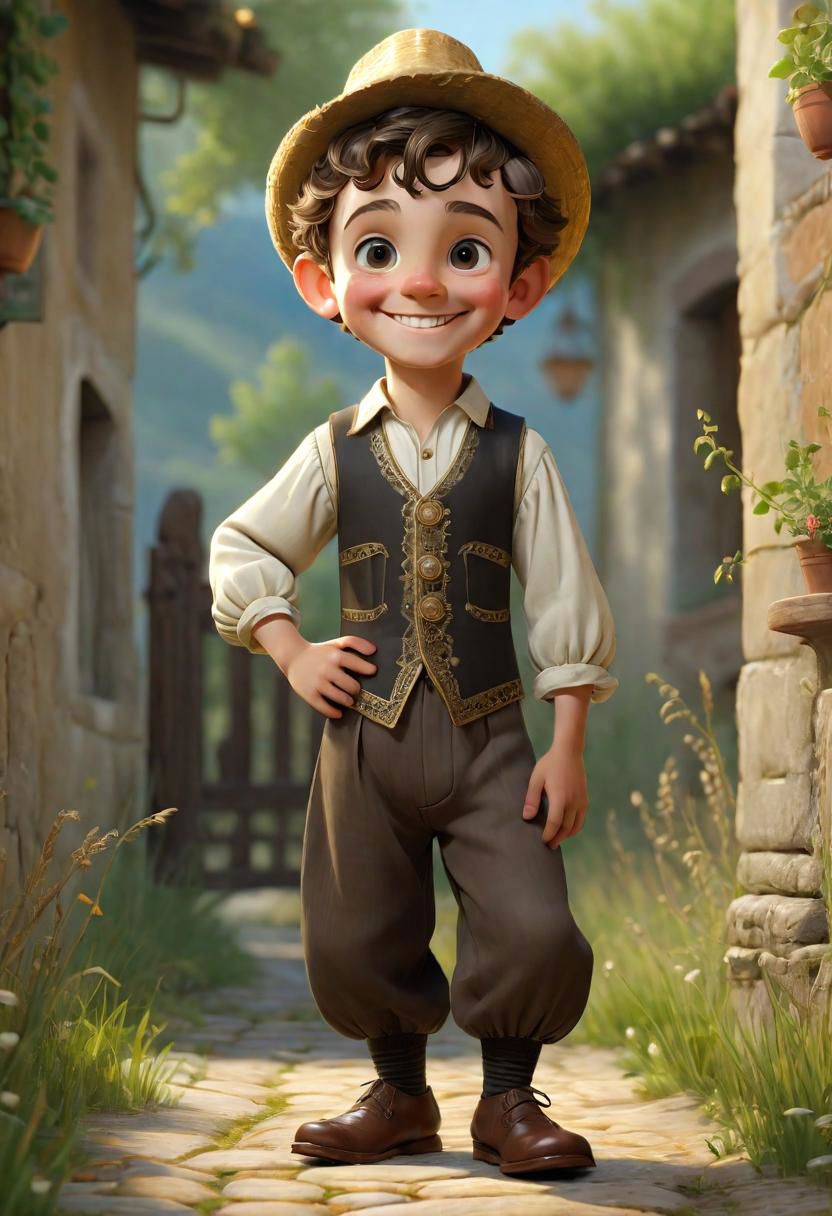 (((masterpiece:1.7))), (((randomly picked cute male child_1.8))), (smiling and happy:1.5),  (full-body shot:2), (traditional male costume of Calabria from Arbereshe Community), filigree, 8k, cartoon digital illustration, cute big pixar reflective eyes, unreal engine cinematic smooth, dreamlike, intricate detail, oil on canvas by Mark Ryden, golden ratio, perfect composition, UE5, trending on artstation and cgsociety, soft natural volumetric cinematic perfect light, award-winning photograph, by Anno1313 art style, --chaos