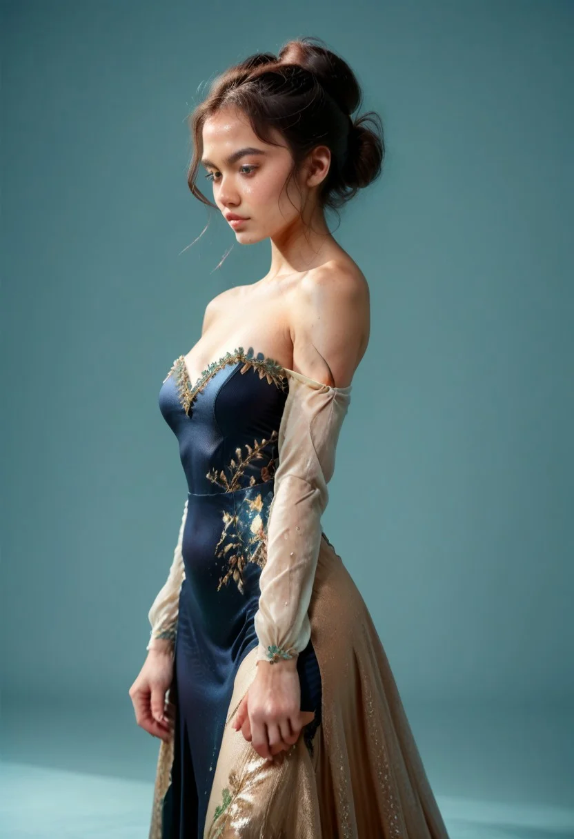 score_9, score_8_up, score_7_up, kebaya dress (long dress, skin tight, strapless, off shoulder, luxurious design, red color),
pureerosface_v1, JDMAI_KEBAYA, JDMAI_ARIEL_SARI,
(dynamic lighting), (dynamic shadow), 4k, HD, Hi res, cinematic masterpiece, photographic masterpieces, epiCPhoto,
Neat hair bun, professional makeup, side view,
Portrait, upper body, alluring pose, confident facial expression,
(simple turquoise background), (blurry background), (sharp focus on object),
