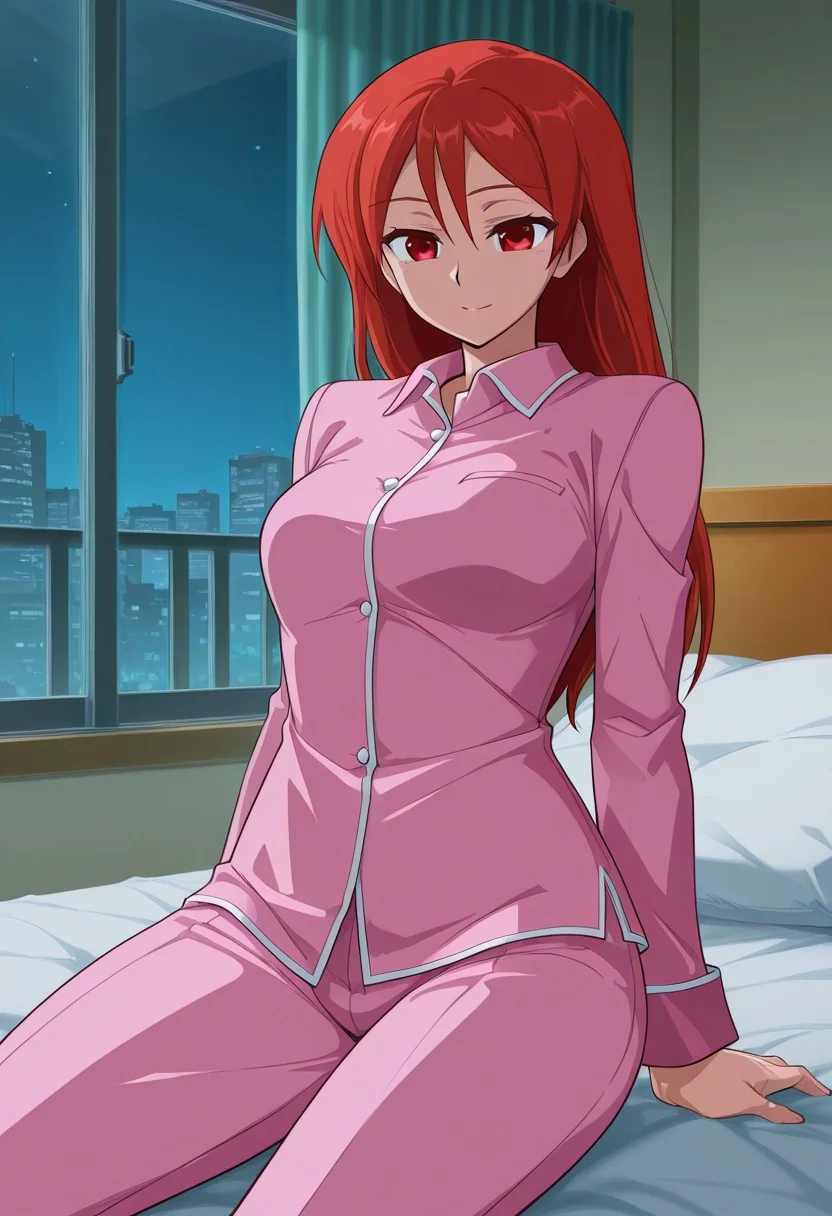 score_9,score_8_up,score_7_up,source_anime,5_figner,2d_animation,game cg,BREKE,1girl,solo,
gimmick girl,red hair,red eyes,bangs,long hair,
pink pajamas,
bad,pillow,room,window,curtain,night,
masterpiece,best qualit,ultra-detailed,illustration,an extremely delicate and beautiful,beautiful detailed eyes,unity 8k wallpaper,high resolution,anime CG,official_art,Erotic_style, uncensored, anime_coloring, anime_screencap,