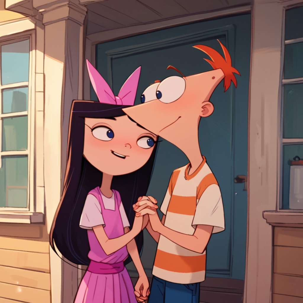 score_9, score_8_up, score_7_up, score_6_up, score_5_up, score_4_up, 1boy, 1girl, PhinBella, holding hands