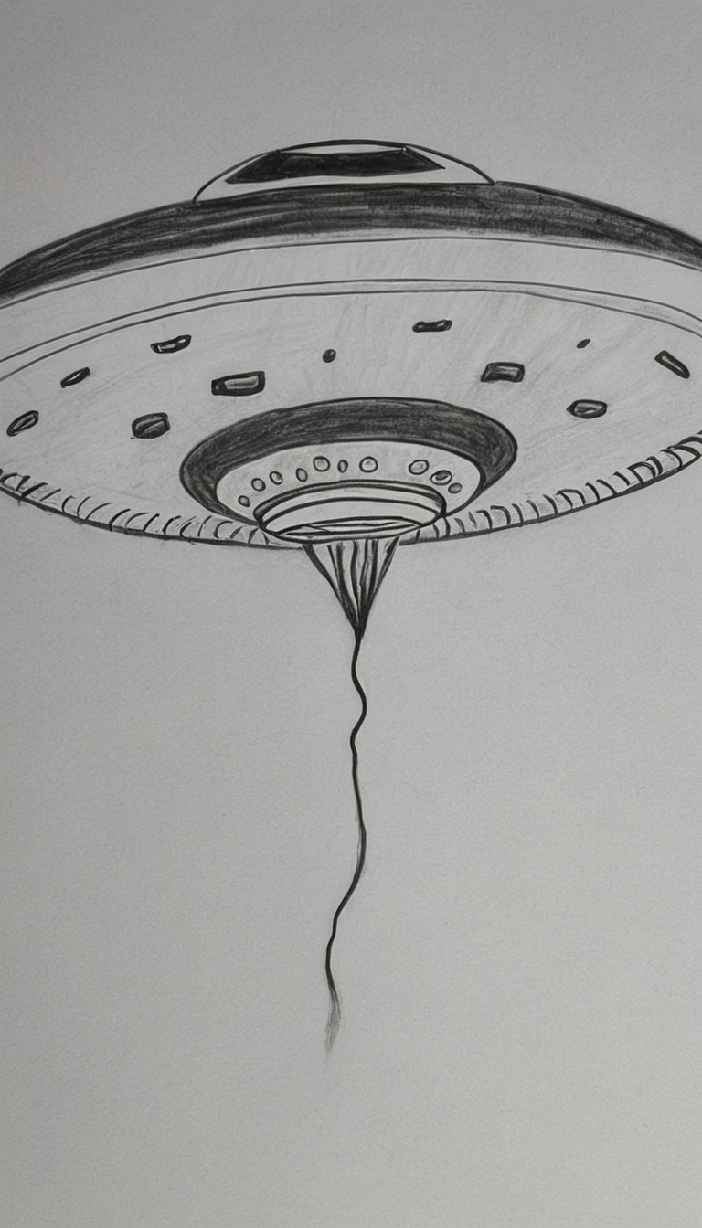 UFO <lora:DD-Drawing-XL:1> black, and, white, drawing