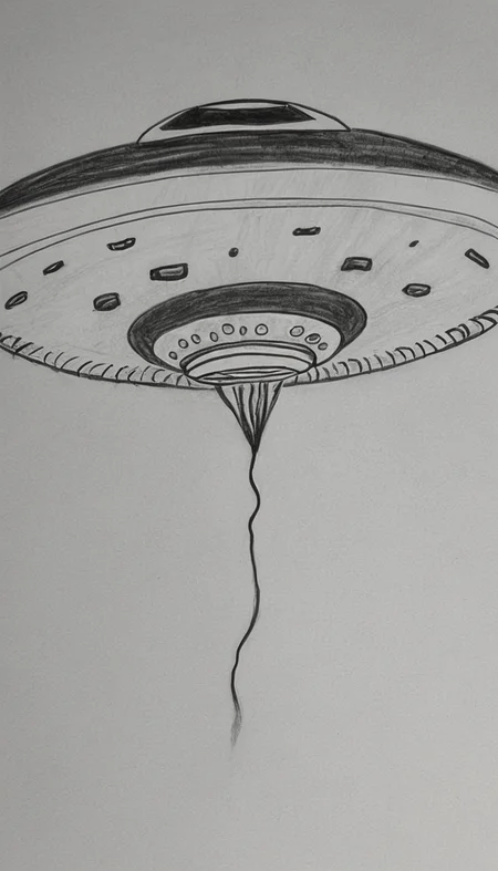 UFO <lora:DD-Drawing-XL:1> black, and, white, drawing