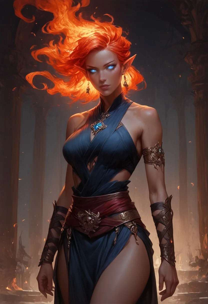 (((detailed, beautiful, high quality))) (score_9, score_8_up, score_7_up, score_6_up), (highres image, ultrares, absurdres, ultra detailed), (masterpiece:1.8), face focus, detailed faces, BREAK,
1girl, dynamic character design, female focus, perfect face, perfect eyes, attractive, beautiful, (((FireGenasi, fire hair, colored sclera, dark skin, pointed ears, 1girl, red fire hair, blue eyes))), (((monk)))
looking at the viewer, posing, blurred background, blurred fantasy background, perfect body, hourglass figure, large breasts, wide hips, tiny waist, full lips
BREAK
Monk Robes
BREAK
Detailed Background, Fantasy Tavern, Dramatic Lights, Concept Art, Expressiveh, (FireGenasi, fire hair, colored sclera, dark skin, pointed ears), concept art, realistic, 4kFacePonyXL, concept art, realistic,