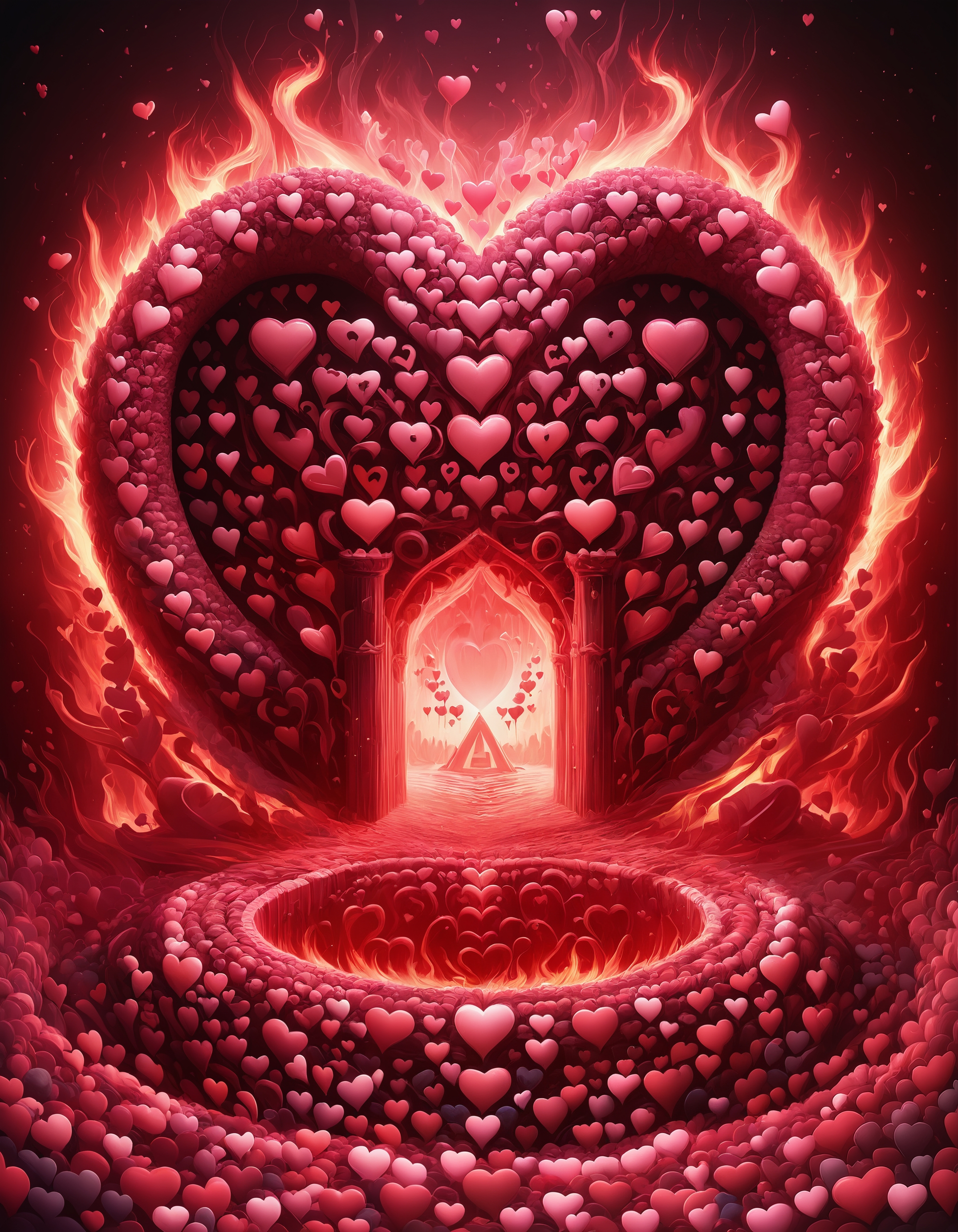 amazing award winning photo of a portal to hell made out of hearts as zavy-hrtfl, summoning circle, demonic