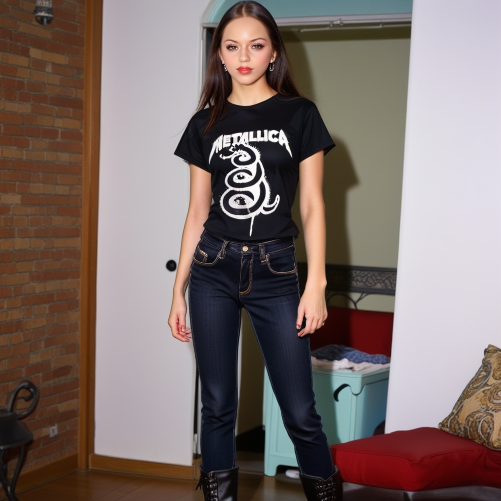 anime artwork 1girl, wearing a Metallica t-shirt, metallica logo, metallica_coffin design, she has black jeans, boots, she is at a night party, ultra quality, ultra detailed, 8k ,  kxkx, 
metallica_black, mtbl <lora:bettyramona-pony:0.8>br34 <lora:Rock__Metal_T-shirts_Metallica_-_Black_-_Pony_-000012:0.7> . anime style, key visual, vibrant, studio anime,  highly detailed
