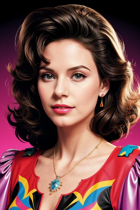 (Vector Art:1.3), <lora:picxer_real:0.7> beautiful woman, (80s style :1.3), (masterpiece, best quality, detailed:1.3), (technicolor:1.3)
