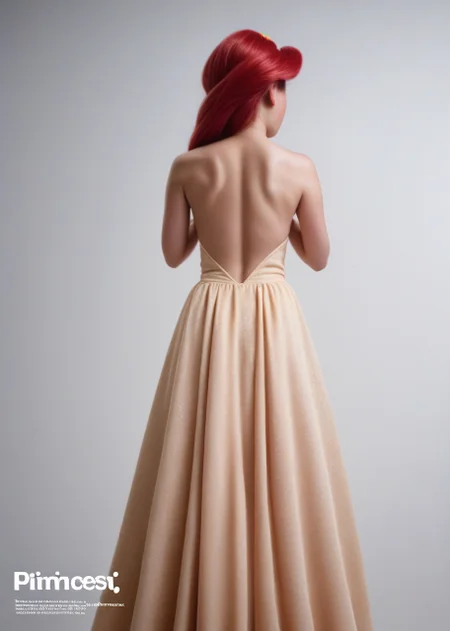 princess Ariel,, <lora:princess_pony_v1:0.5> 1girl dress <lora:AA_Ads_Only:.9> 445l34z3, 445l34z3ADVERT, standing, from behind, backless outfit, american apparel,, score_9, score_8_up, score_7_up, score_6, score_5, score_4,